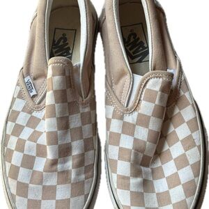 Vans Slip-On Checkerboard in Beige & White